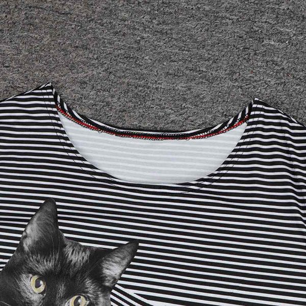 Blouse Long Sleeve 3d Cat O-neck Tops