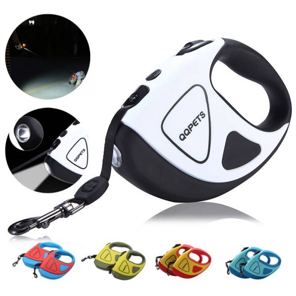 QQPETS-Retractable Fiber Leash with Led - 5 Colors