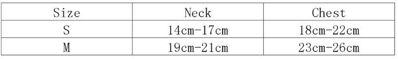 Leash and Chest Strap for Small Pets - chart sizes