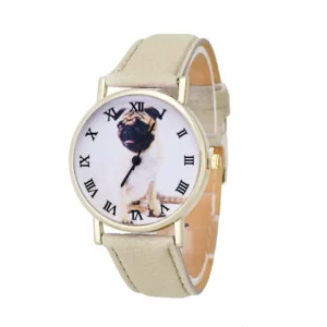 Women Cartoon Cute Pug Quartz Wrist Watches