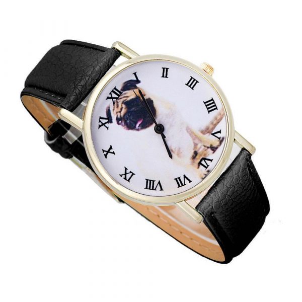 Women Cartoon Cute Pug Quartz Wrist Watches
