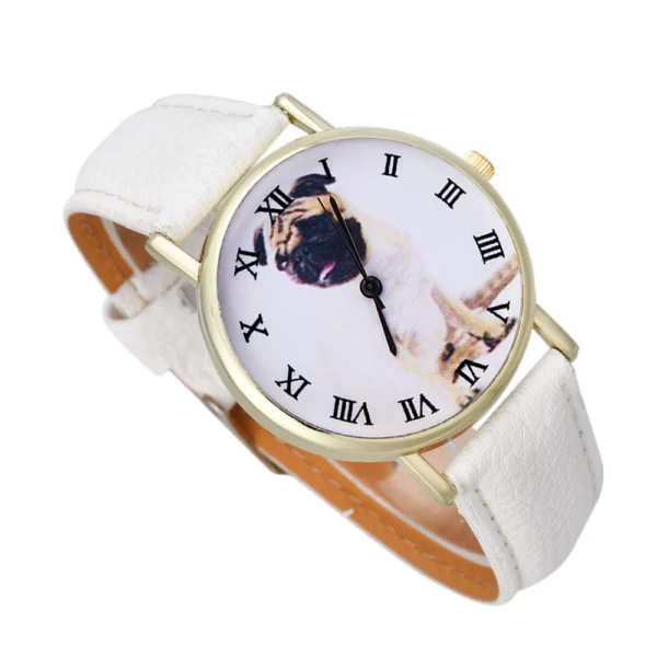 Women Cartoon Cute Pug Quartz Wrist Watches