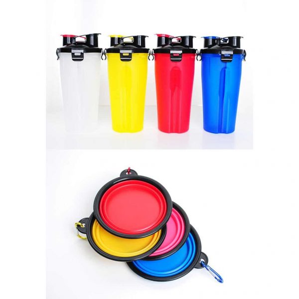 Water food bottle with bowl for outdoor trips